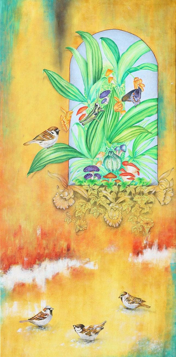 Nature acrylic painting titled 'Nature 37', 50x24 inches, by artist Raghu Akula on Canvas