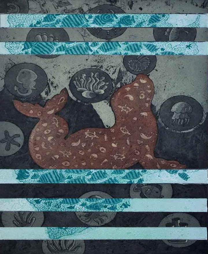 contemporary printmaking titled 'Nature Is Calling', 15x10 inches, by artist Bitarka Majumder on Acid Free Paper