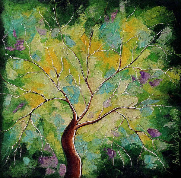 Nature oil painting titled 'Nature Small 4', 12x12 inches, by artist Bahadur Singh on Canvas