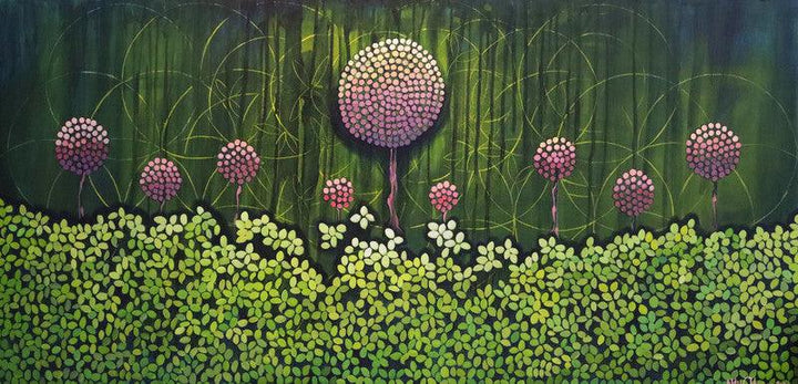 Nature acrylic painting titled 'Natures Abode', 24x48 inches, by artist NITU CHHAJER on Canvas