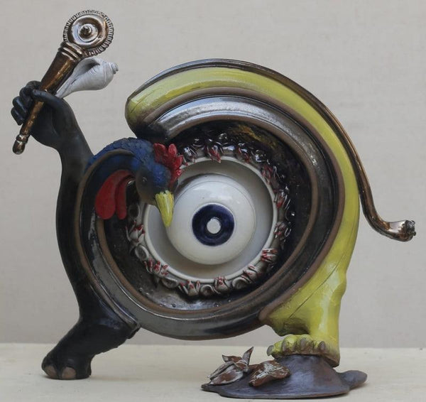 Animals sculpture titled 'Navgunjar', 18x22x6 inches, by artist Narottam Das on Ceramic