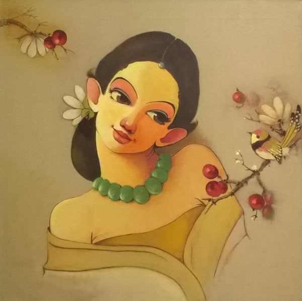 Figurative acrylic painting titled 'Niragas', 24x24 inches, by artist Renuka Fulsoundar on Canvas