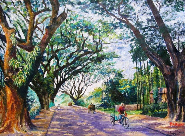 Nature acrylic painting titled 'Northbengal', 24x30 inches, by artist Barun Singh on Handmade Paper