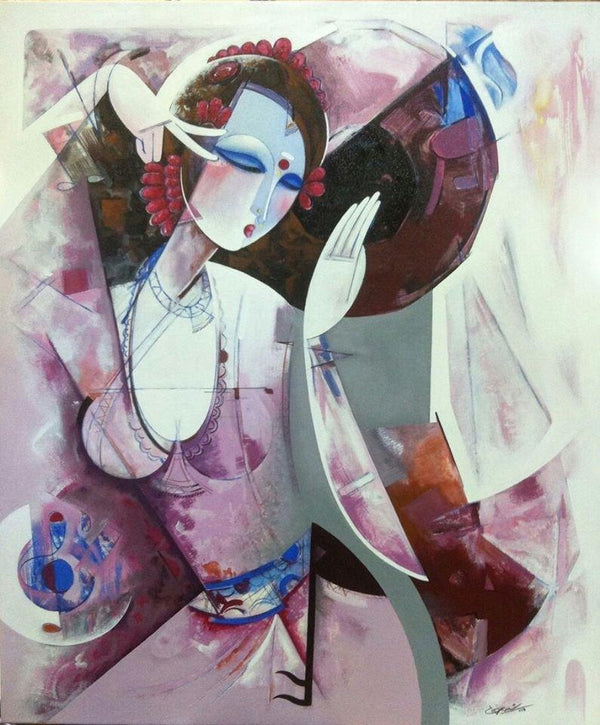 Figurative acrylic painting titled 'Nrutyachandrika 59', 36x30 inches, by artist Vishal Phasale on Canvas