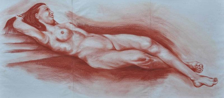 Fantasy dry pastel painting titled 'Nude II', 36x66 inches, by artist Bhavesh Patel on Paper