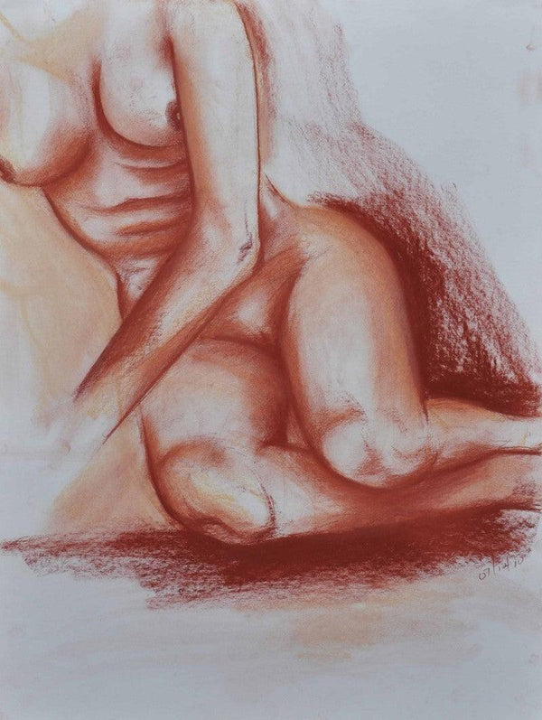 Nude dry pastel painting titled 'Nude III', 30x22 inches, by artist Bhavesh Patel on Paper