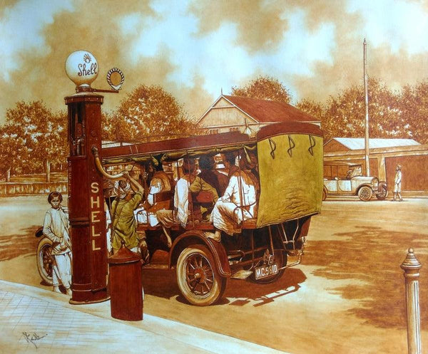 Cityscape watercolor painting titled 'Old Madras Shell', 20x24 inches, by artist Sakthivel Ramalingam on Paper