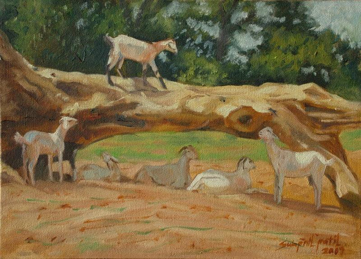 Animals oil painting titled 'Old Wood', 10x14 inches, by artist Swapnil Patil on Canvas