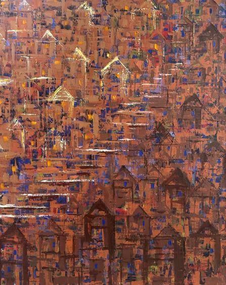 Abstract oil painting titled 'On The Other Side 1', 30x24 inches, by artist Karishma Wadhwa on Canvas