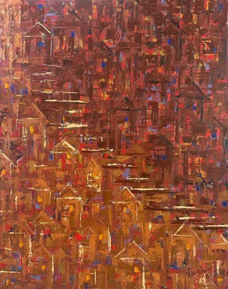 Abstract oil painting titled 'On The Other Side', 30x24 inches, by artist Karishma Wadhwa on Canvas