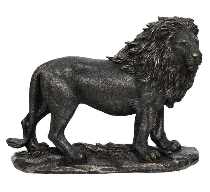 Animals handicraft titled 'One Carved Brave Lion', 10x12x6 inches, by artist Brass Handicrafts on Polyresin, Bronze