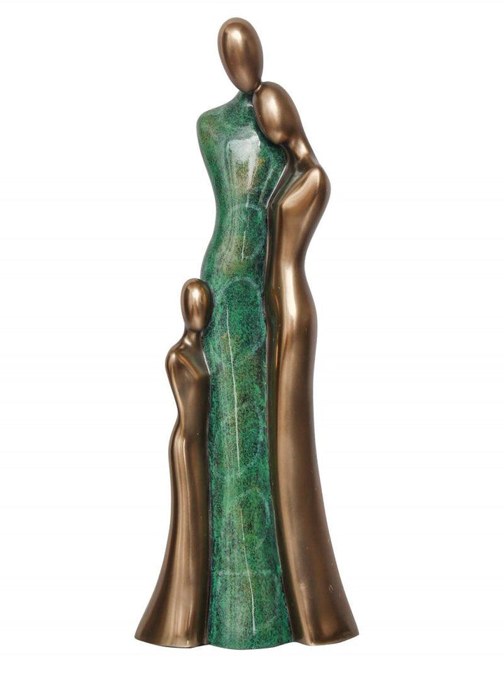 Figurative handicraft titled 'One Family Of Mother Daughter And Grand Daughter', 12x4x2 inches, by artist Brass Handicrafts on Polyresin, Bronze