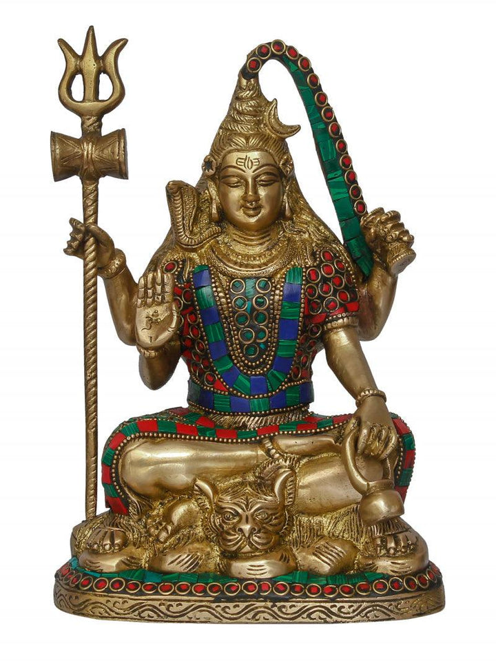 Religious handicraft titled 'One Lord Shiva Idol', 9x7x4 inches, by artist Brass Handicrafts on Brass