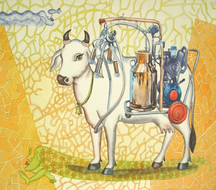 contemporary watercolor painting titled 'One Page Of Today Dairy 2', 11x13 inches, by artist Fayyaz Khan on Paper