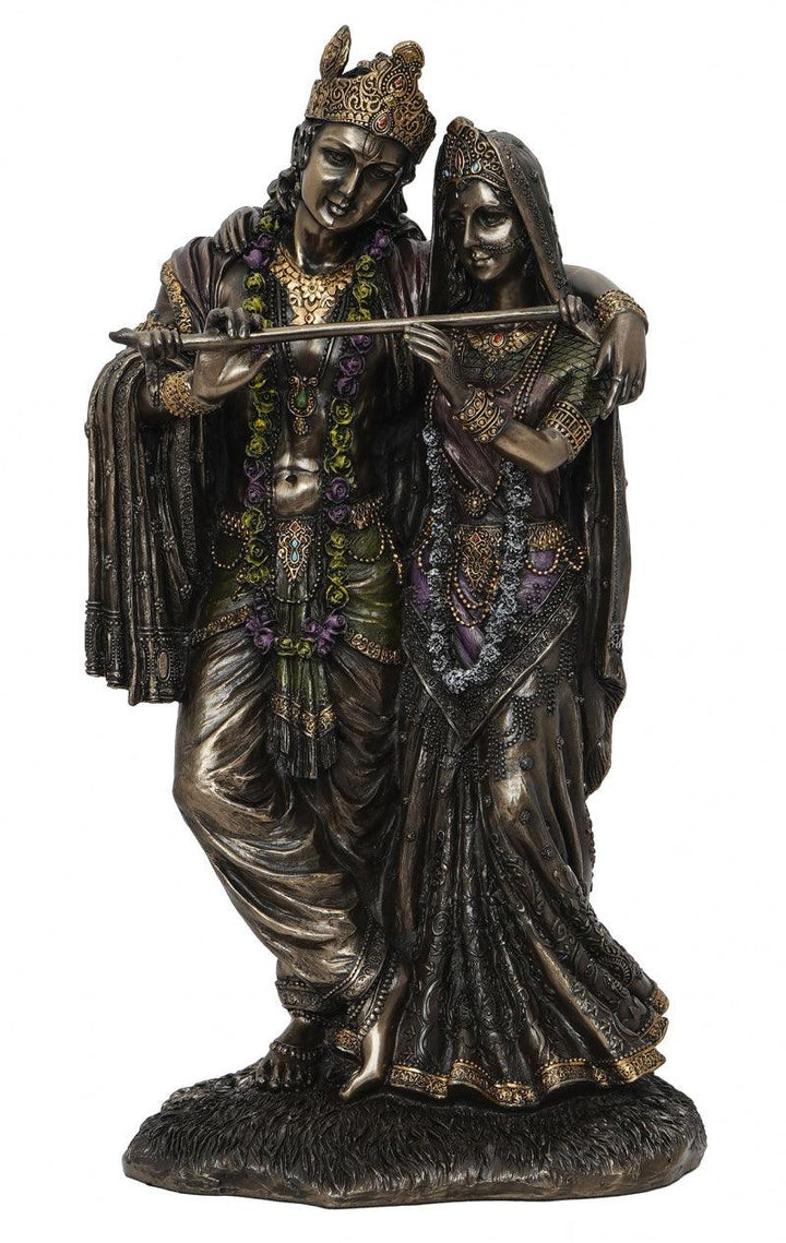 Religious handicraft titled 'One Radha Krishna', 11x6x4 inches, by artist Brass Handicrafts on Polyresin, Bronze