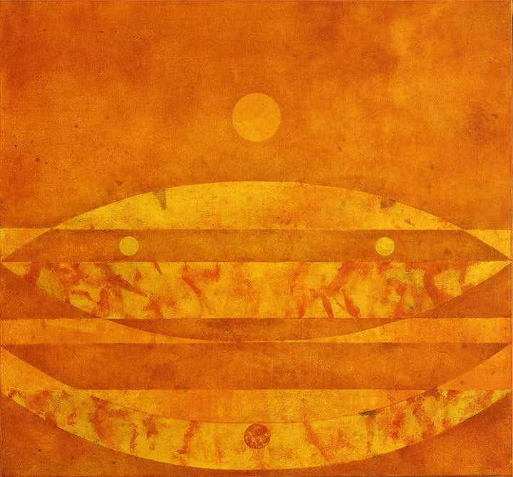 Abstract oil painting titled 'Origin 14', 30x32 inches, by artist Prashant Dhadve on Linen