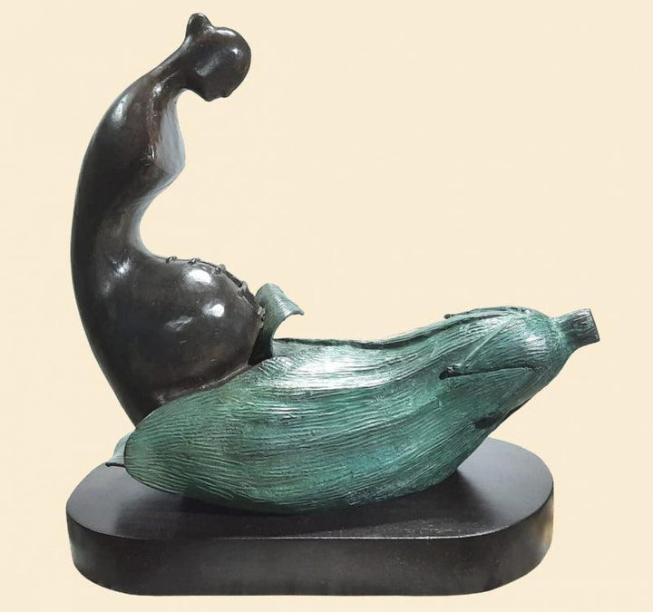 Figurative sculpture titled 'Origin', 16x16x7 inches, by artist Subrata Paul on Bronze