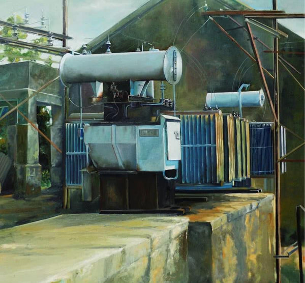 contemporary oil painting titled 'Out Door Study', 40x40 inches, by artist Subhendu Mishra on Canvas