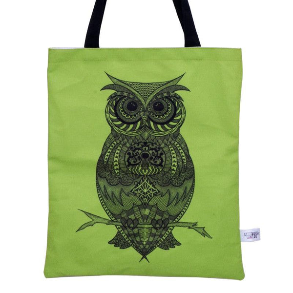 Lifestyle craft titled 'Owl Bag', 14x16 inches, by artist Sejal M on Canvas