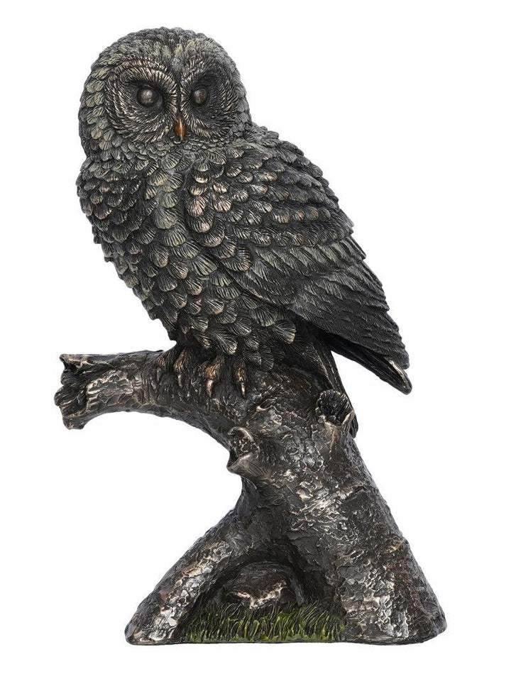 Animals handicraft titled 'Owl Sitting On Branch', 7x5x4 inches, by artist Brass Handicrafts on Polyresin, Bronze