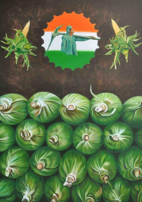 Fantasy mixed media painting titled 'Paisa', 84x60 inches, by artist Bhavesh Patel on Canvas