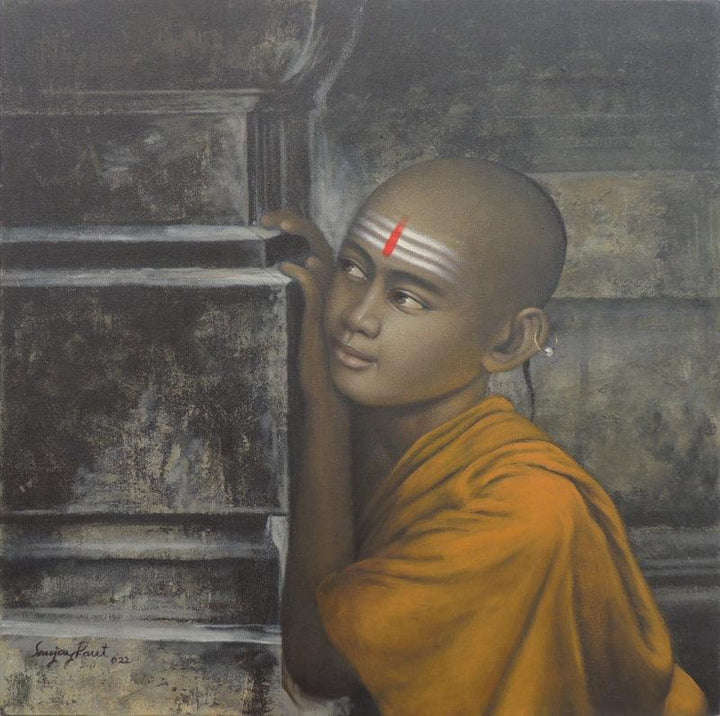 Religious acrylic painting titled 'Pandit 16', 24x24 inches, by artist Sanjay Raut on Canvas