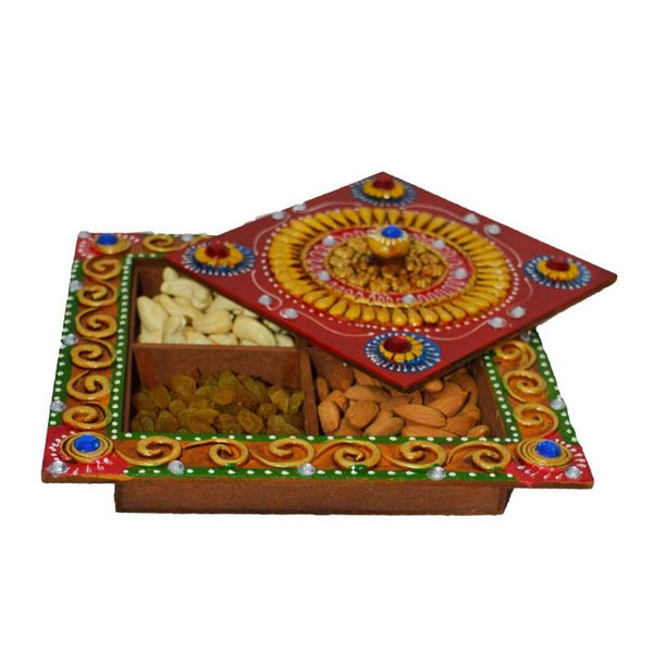 Lifestyle craft titled 'Papier Mache Dry Fruit Box', 2x8x8 inches, by artist E Craft on Paper