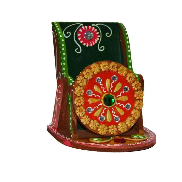 Lifestyle craft titled 'Papier Mache Kundan Mobile Holder', 5x4x4 inches, by artist E Craft on Paper