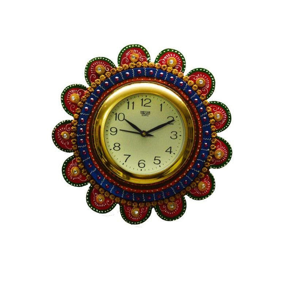 Lifestyle craft titled 'Papier Mache Round Wall Clock', 12x12x2 inches, by artist E Craft on Paper