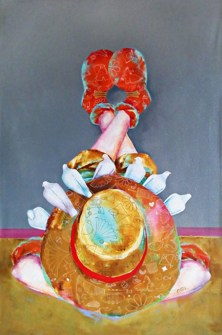 contemporary acrylic painting titled 'Passion Of The Childhood Xi', 36x24 inches, by artist Shiv Soni on Canvas