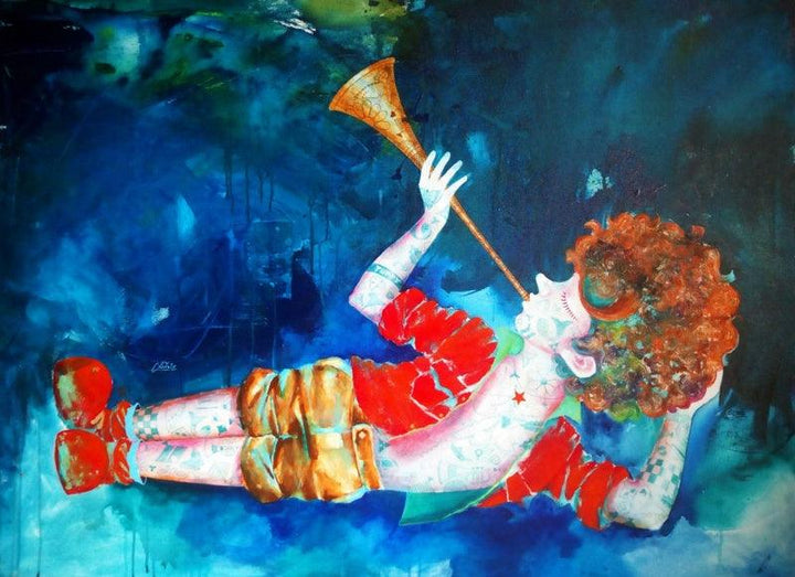 Impressionist acrylic oil painting titled 'Passion Of The Childhood xiv', 36x48 inches, by artist Shiv Kumar Soni on Canvas