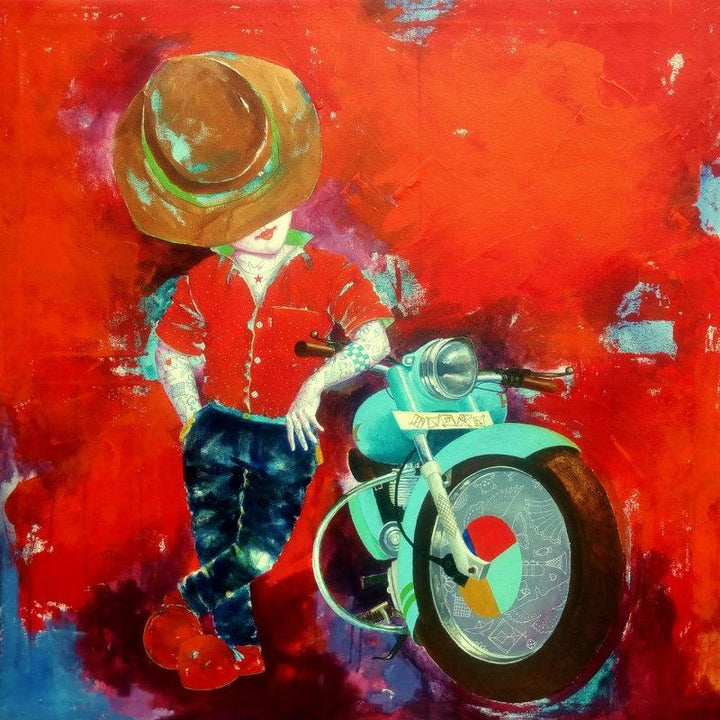 Expressionist acrylic painting titled 'Passion Of The Childhood Xv', 36x36 inches, by artist Shiv Soni on Canvas