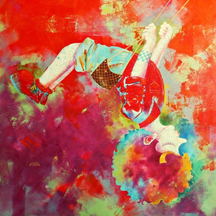 Impressionist acrylic painting titled 'Passion Of The Childhood Xvi', 36x36 inches, by artist Shiv Kumar Soni on Canvas