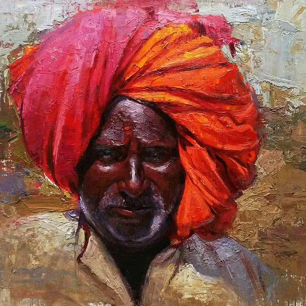 Figurative oil painting titled 'Pastoral Hues', 21x21 inches, by artist Parag Borse on Canvas