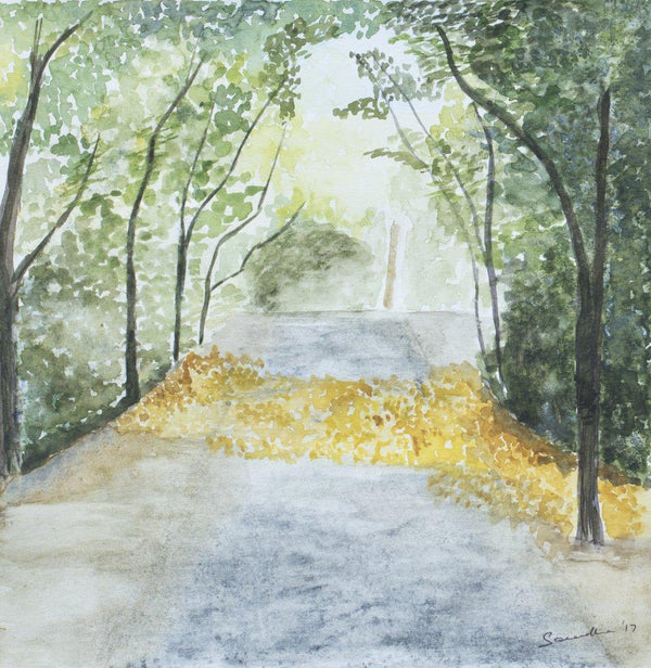 Nature watercolor artcontent titled 'Pathway', 12x12 inches, by artist Saradha Viswanathan on paper