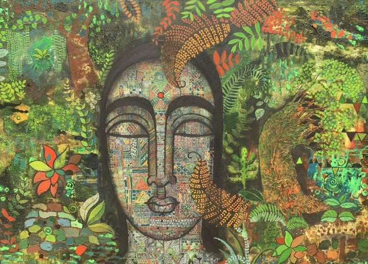 Figurative acrylic painting titled 'Peace Of Nature 3', 38x48 inches, by artist Mamta Mondkar on Canvas