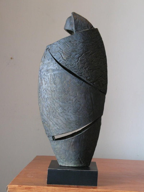 Figurative sculpture titled 'Pensive Mood', 19x8x4 inches, by artist Shankar Ghosh on Bronze