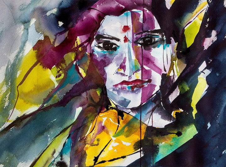 Portrait watercolor painting titled 'Pichaya', 12x16 inches, by artist Veronique Piaser-moyen on Paper