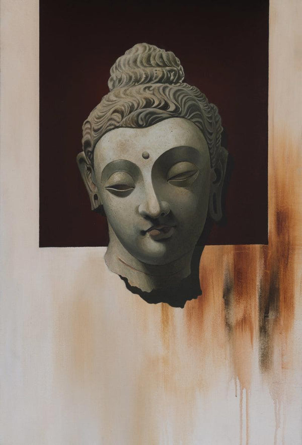 Religious acrylic painting titled 'Piece Of Peace', 36x24 inches, by artist Roni Sarkar on Canvas