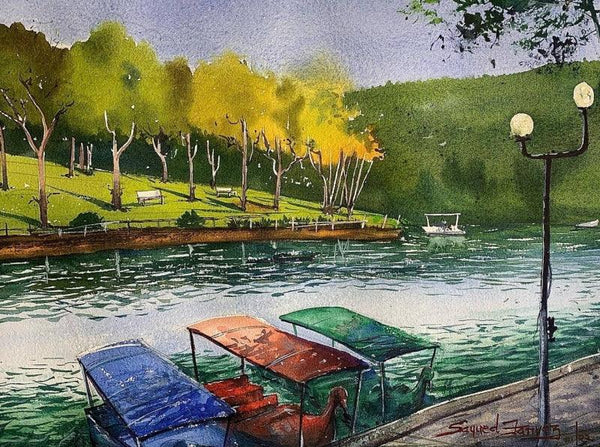 Landscape watercolor painting titled 'Pilikula Mangalore India', 11x15 inches, by artist KS Farvez on Paper