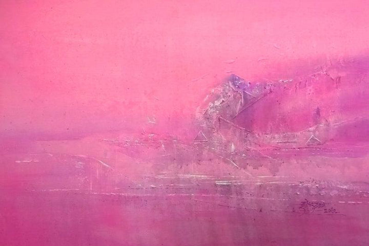 Abstract acrylic painting titled 'Pink', 24x36 inches, by artist Dnyaneshwar Dhavale on canvas