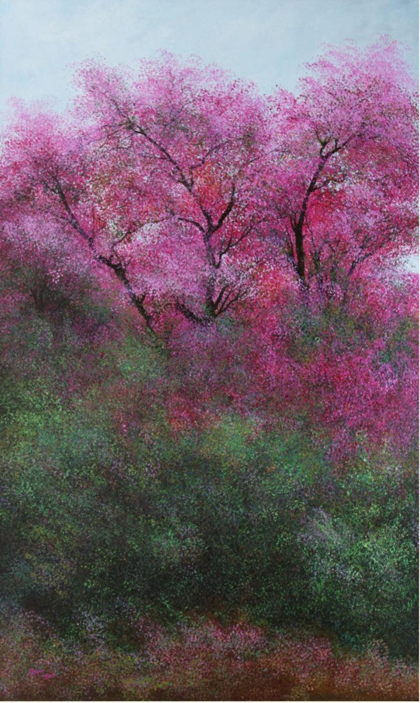 Nature acrylic painting titled 'Pink Trees', 36x60 inches, by artist VIMAL CHAND on Canvas