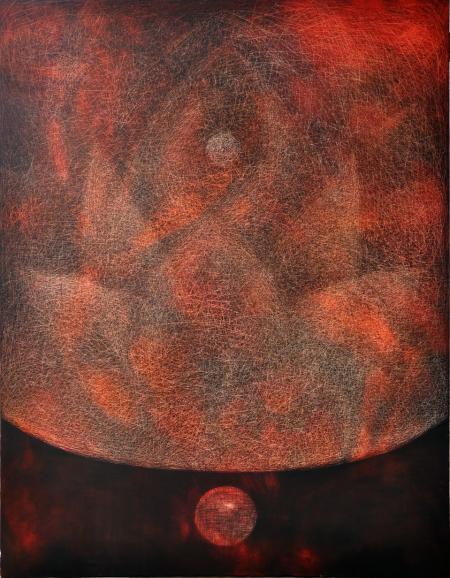 Abstract oil painting titled 'Pipasa2', 36x48 inches, by artist Hanumanth Devulapalli on Canvas