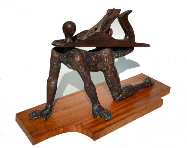 Figurative sculpture titled 'Play Of Life', 19x12x7 inches, by artist Rakesh Sadhak on Metal