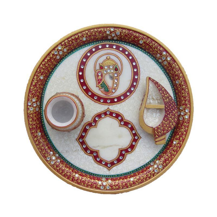 Pooja Thali With Ganesha by Ecraft India | ArtZolo.com