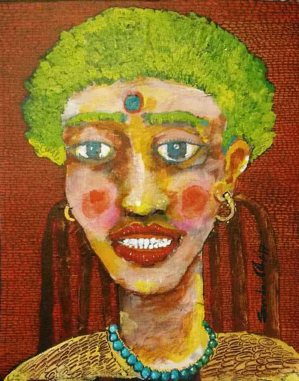 Portrait acrylic painting titled 'Portrait Of A Lady Iii', 13x10 inches, by artist Sambuddha Gupta on Paper