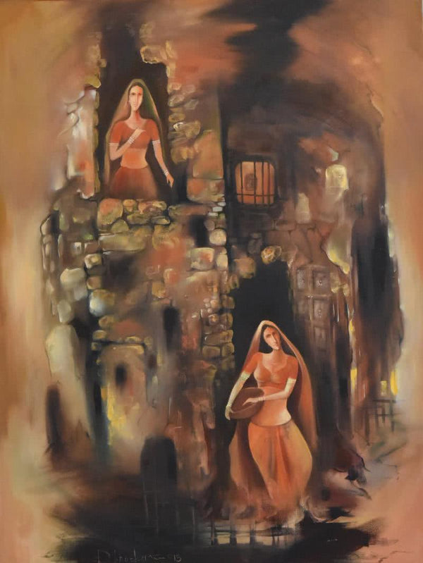 Surrealist oil painting titled 'Portraits of Devotion', 36x48 inches, by artist Durshit Bhaskar on Canvas