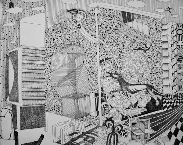 contemporary pen-ink drawing titled 'Positive Life', 16x20 inch, by artist Pavan Kumar D on Canson Paper