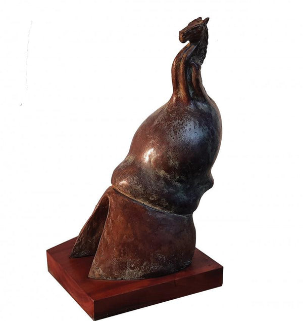 Figurative sculpture titled 'Power 2', 17x13x10 inches, by artist Rakesh Sadhak on Metal