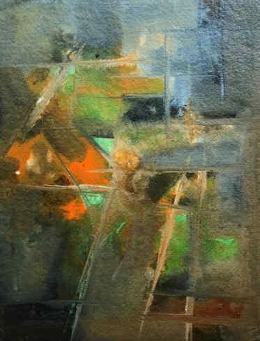 Abstract acrylic painting titled 'Prakruti Series 1', 11x8 inches, by artist Nandkishor Thorat on Paper